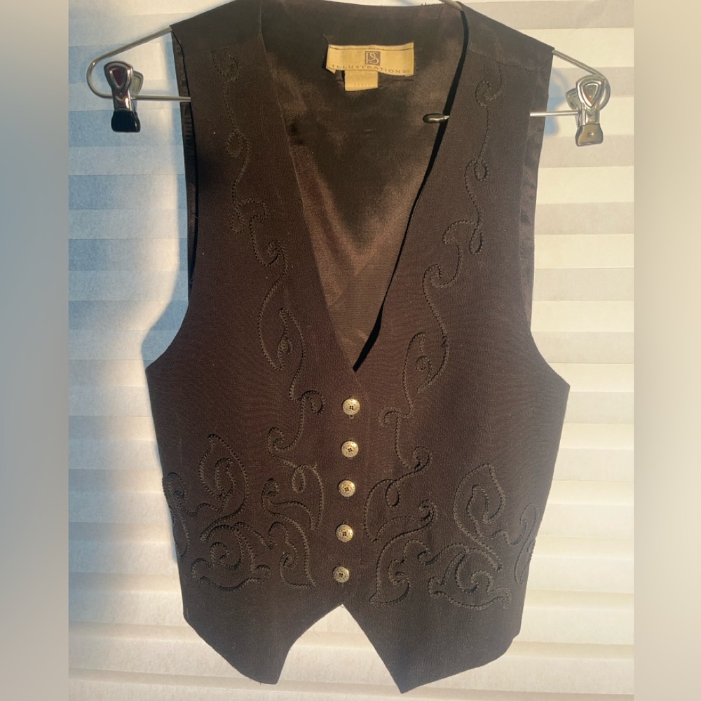 Black Embroidered Button-Front With Beautiful Met… - image 1